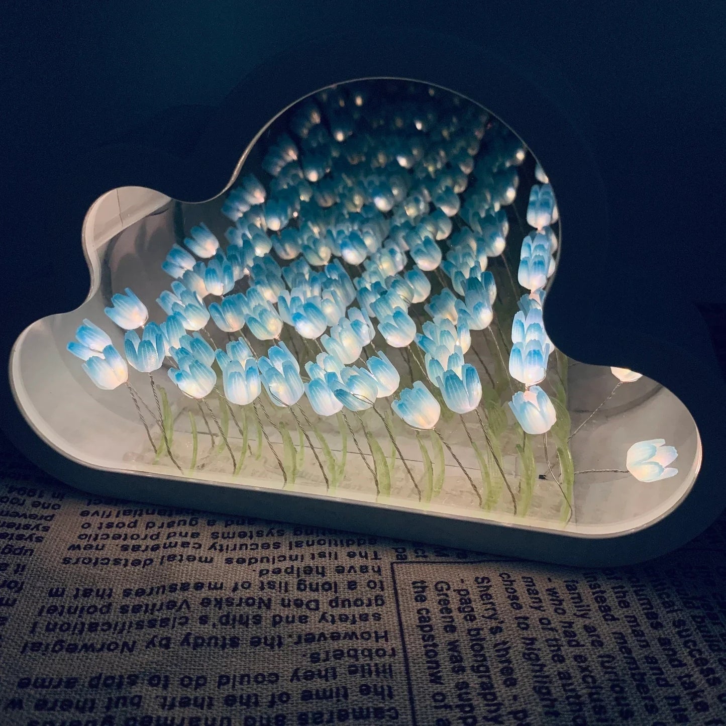 Handmade DIY Cloud Tulip Mirror Small Night Light