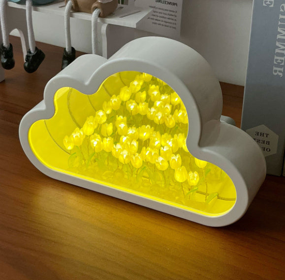 Handmade DIY Cloud Tulip Mirror Small Night Light