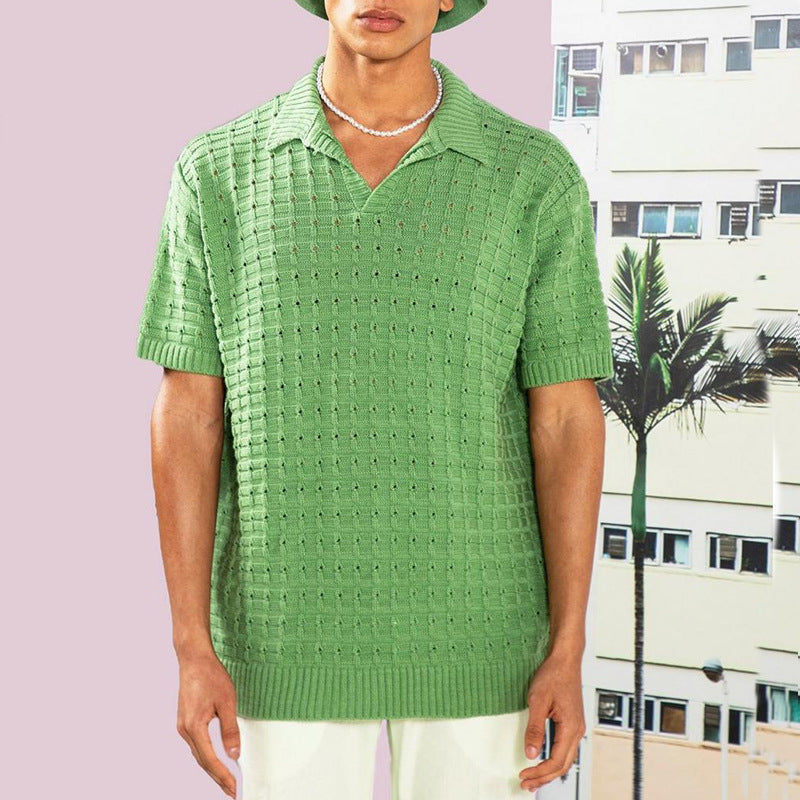 Men's Knitted Short Sleeved Casual